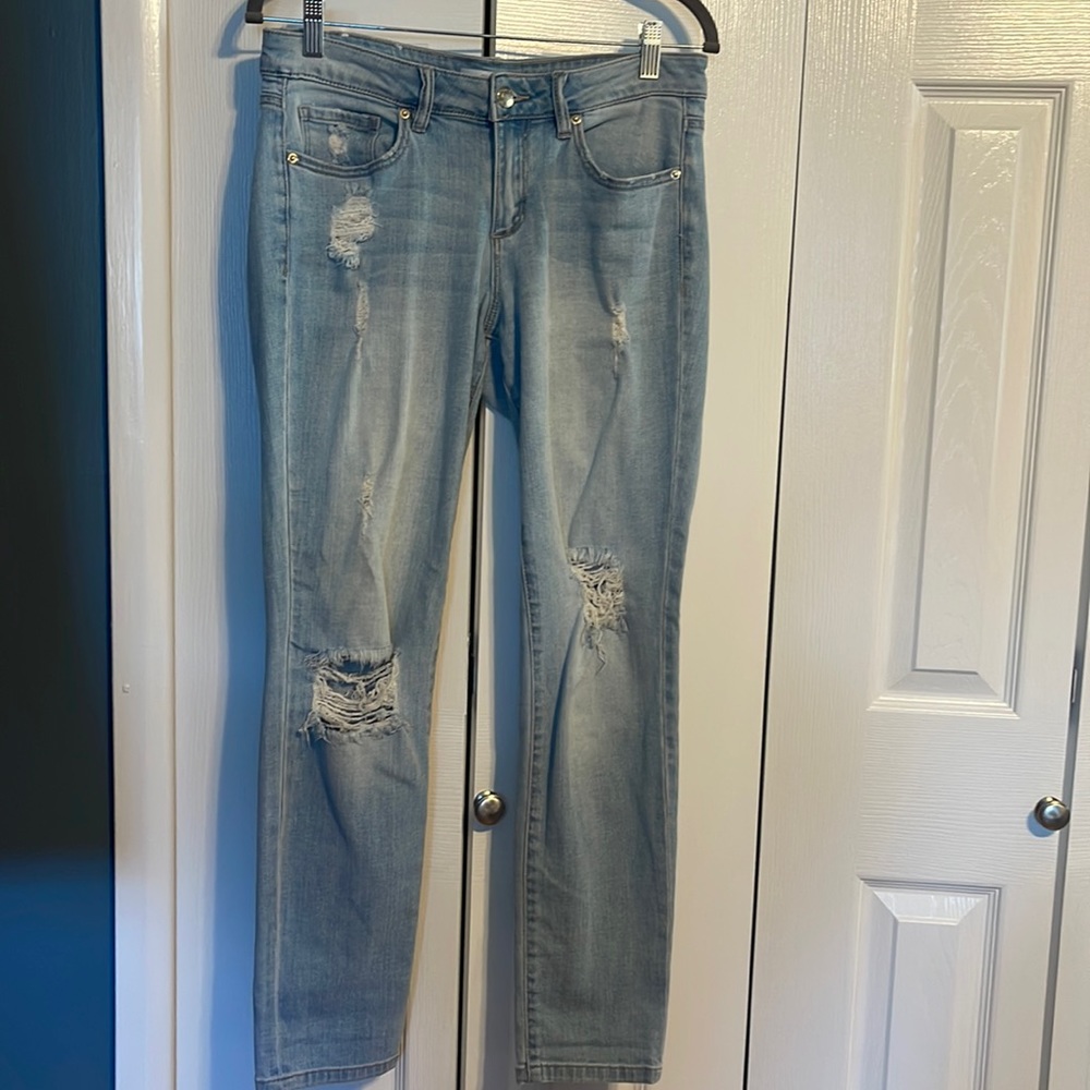 Dyndnm CARA light wash distressed jeans size 26 - Picture 2 of 10